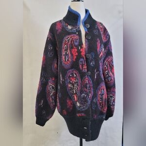 Vera Pelle  paisley print knit wool cardigan